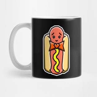 Adorable Hot Dog with Mustard and a Cheesy Bow Tie - Cute Food Gift - Hot Dog Mug